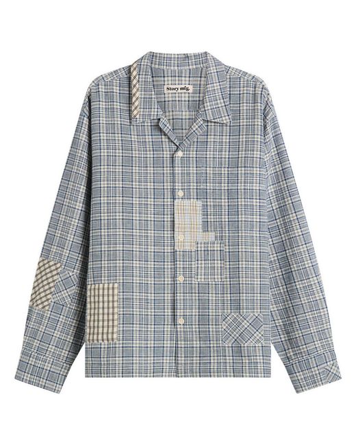 STORY mfg. Gray Story Mfg Greetings Patchwork Long Sleeve Shirt for men