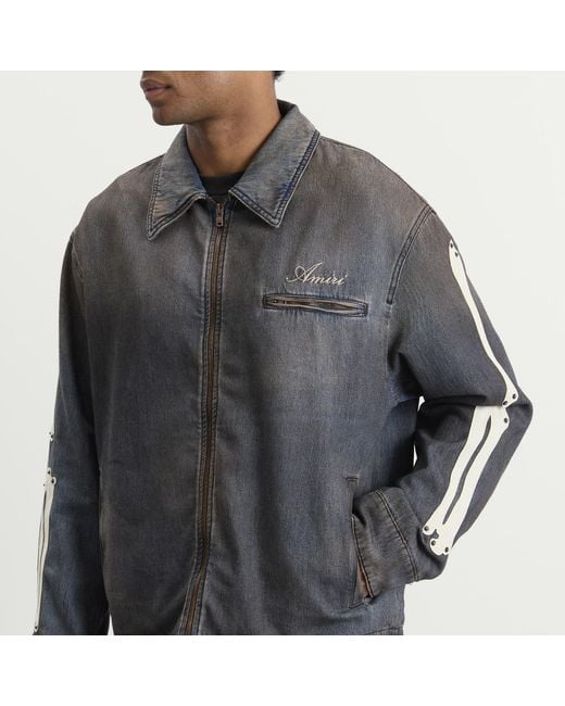 Amiri Black Lea Bones Denim Blouson for men