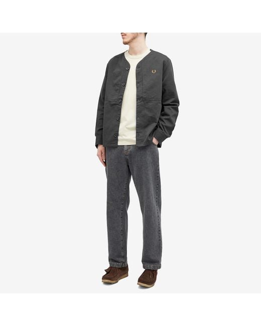 Fred Perry Gray Collarless Overshirt for men