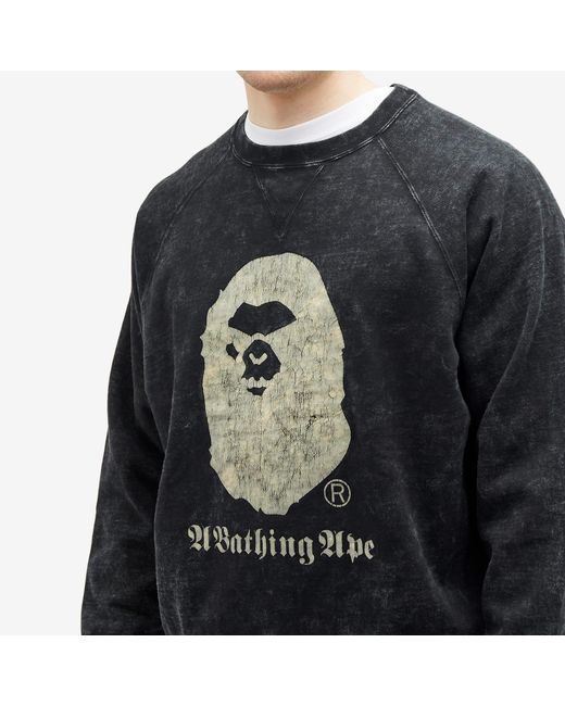 A Bathing Ape Gray Overdye Crew Neck Sweatshirt for men