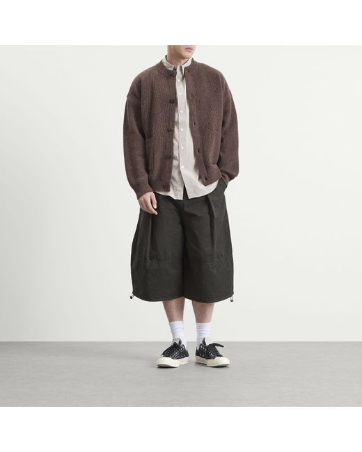 FRIZMWORKS Brown Heavy Wool Round Cardigan for men