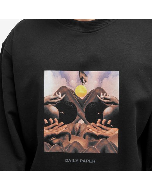 Daily Paper Black Landscape Oversized Sweatshirt for men