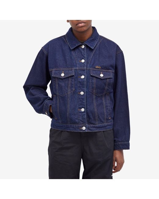 Obey Blue Juniper Oversized Trucker Jacket