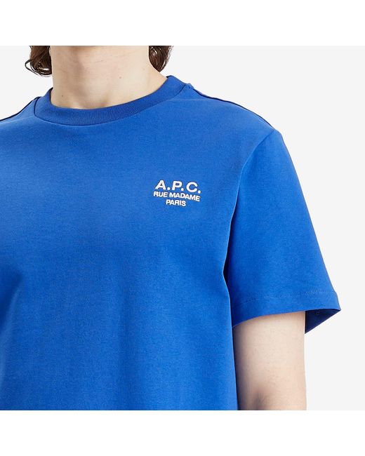A.P.C. Blue Rue Madame Logo T-Shirt for men