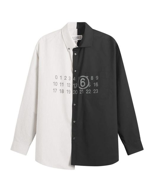 Maison Margiela Black Mm6 Bi-Colour Cotton Numbers Shirt for men