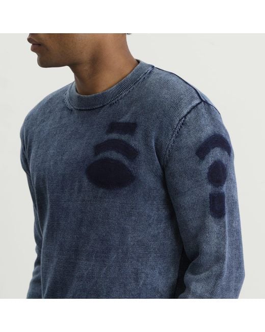 DIESEL Blue 7G Patches Knit Jumper for men