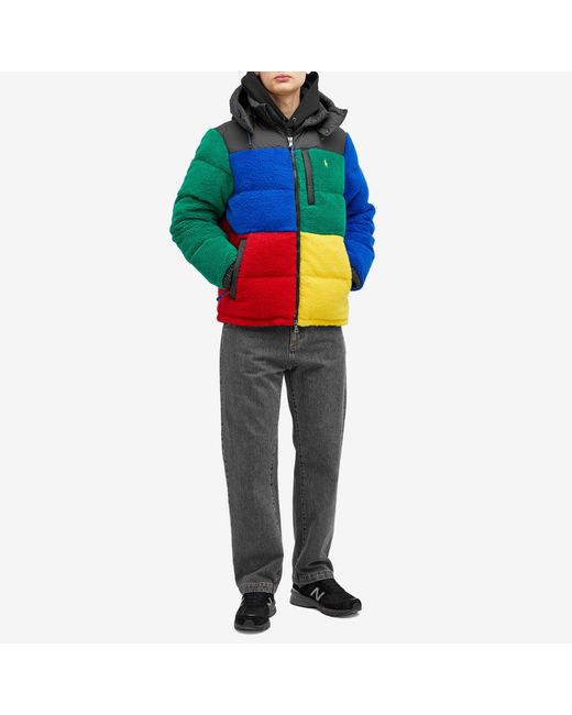 Polo Ralph Lauren Green Colour Block Fleece Puffer Jacket for men