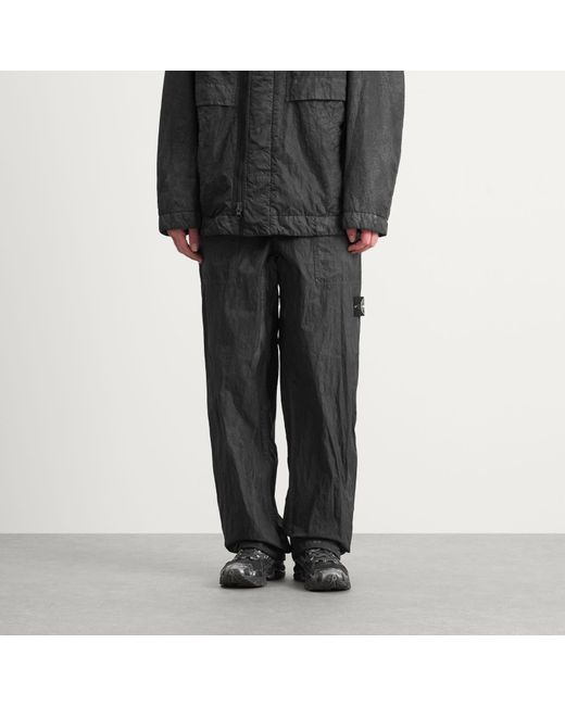 Stone Island Gray Dense Nylon-Tc Hand Sprayed Reflective Trousers for men