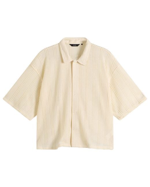 Beams Plus Natural Mesh Open Collar Shirt for men