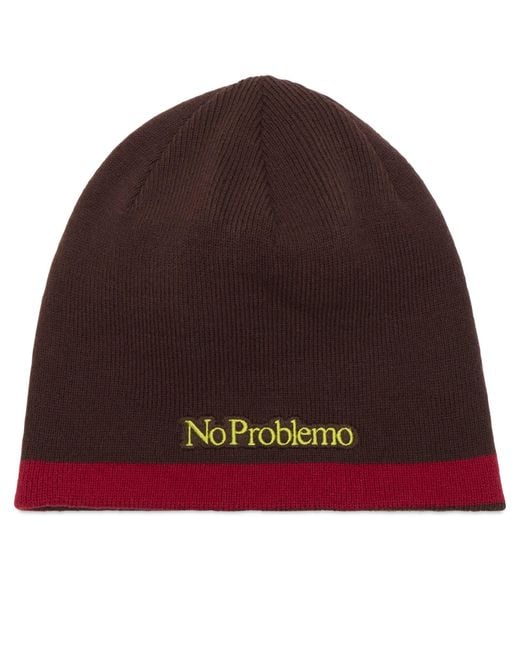 No Problemo Brown Np Stripe Reversible Beanie
