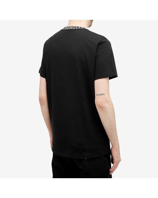Moncler Black Collar Logo T-Shirt for men