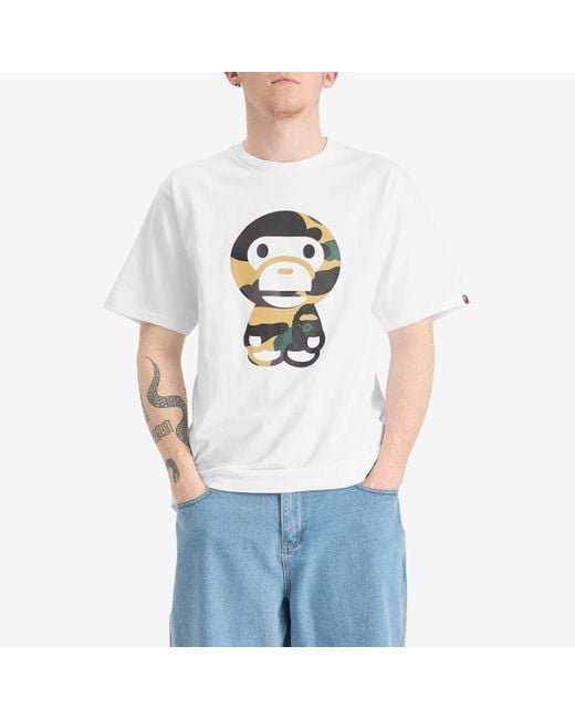 A Bathing Ape White Giant 1St Camo Big Baby Milo Tee for men