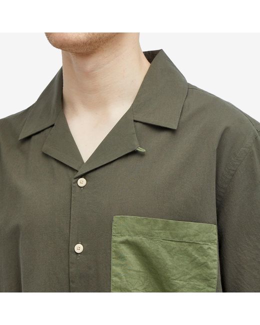 Folk Green Short Sleeve Soft Collar Shirt for men