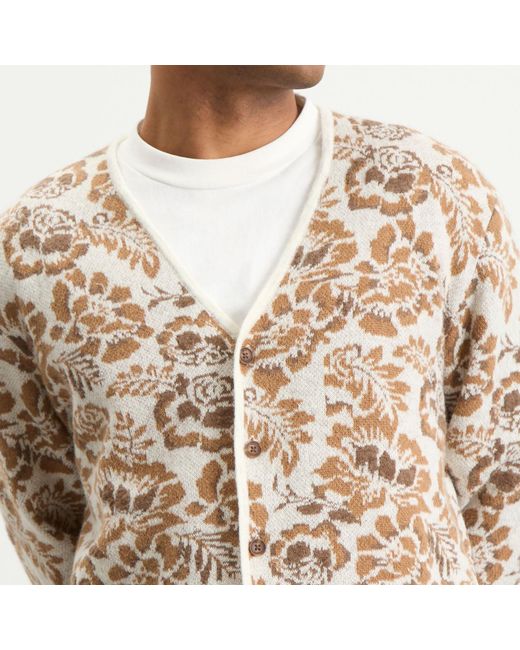 Wax London Natural Alban Floral Jacquard Cardigan for men