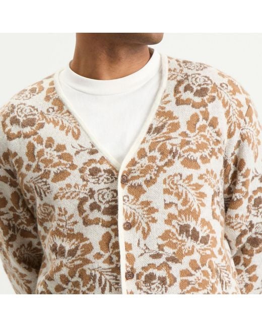 Wax London Natural Alban Floral Jacquard Cardigan for men