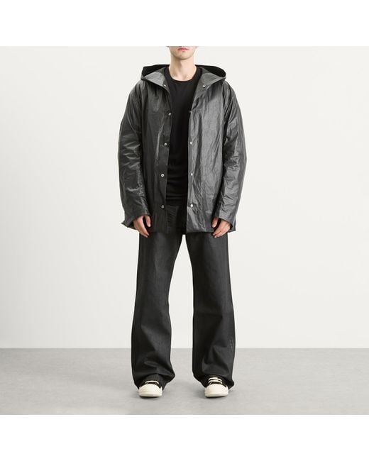 Rick Owens Gray Coated Poplin Cropped Mac for men