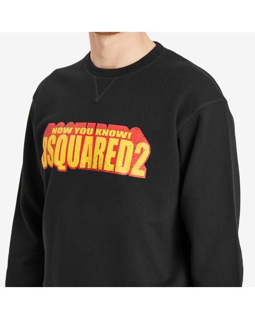 DSquared² Black 3D Logo Cool Fit Crew Sweat for men