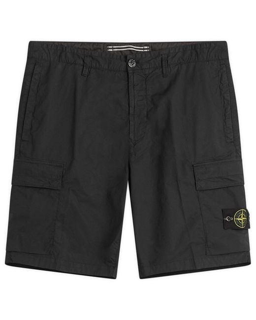 Stone Island Black Tela Paracadute Cargo Shorts for men