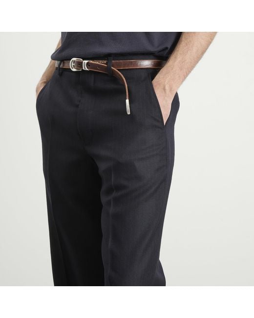 Dries Van Noten Blue Pinstripe Worsted Wool Trouser for men