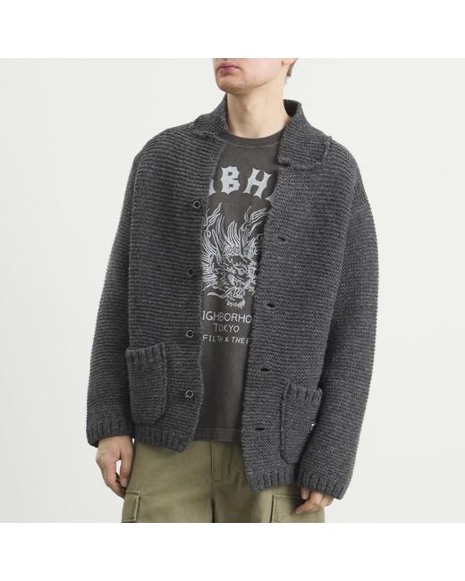 Neighborhood Gray Shetland Knit Jacket for men