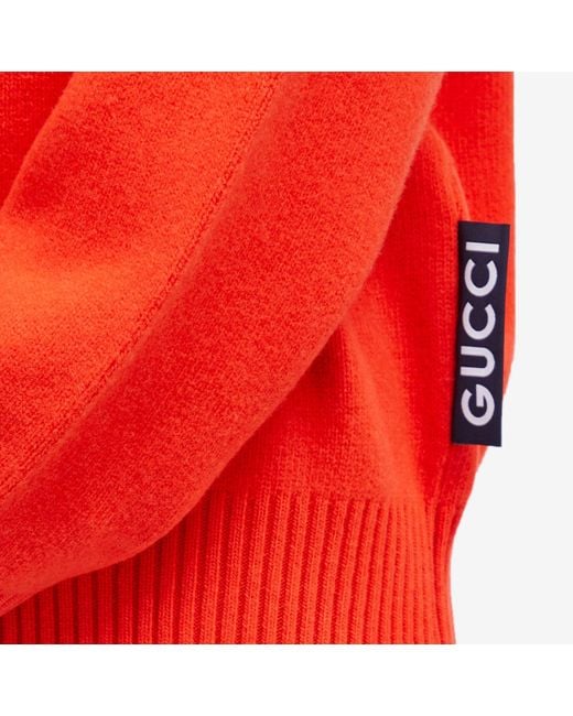Gucci Orange Logo Tab Crew Neck Knit Jumper for men