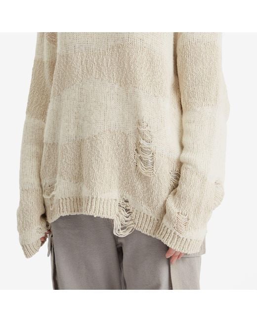 Our Legacy White Popover Roundneck Destructive Wave Knit