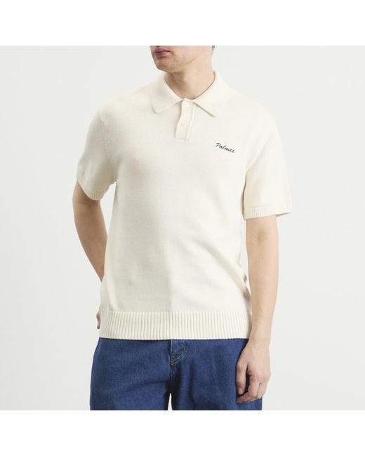 Palmes White Cotton Knit Polo for men