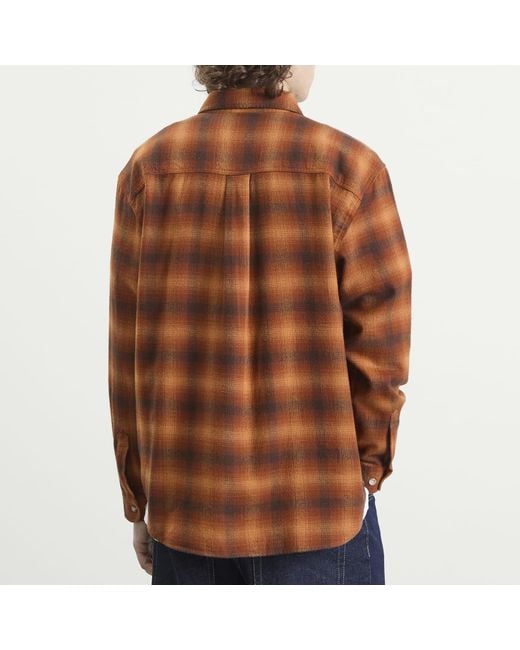 POLAR SKATE Brown Shadow Check Mitchell Shirt for men