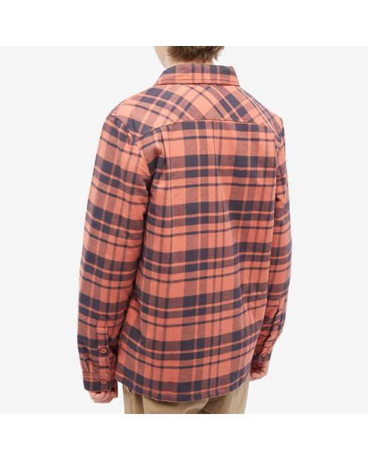Patagonia Red Insulated Fjord Flannel Shirt Jacket Ice Caps Burl for men