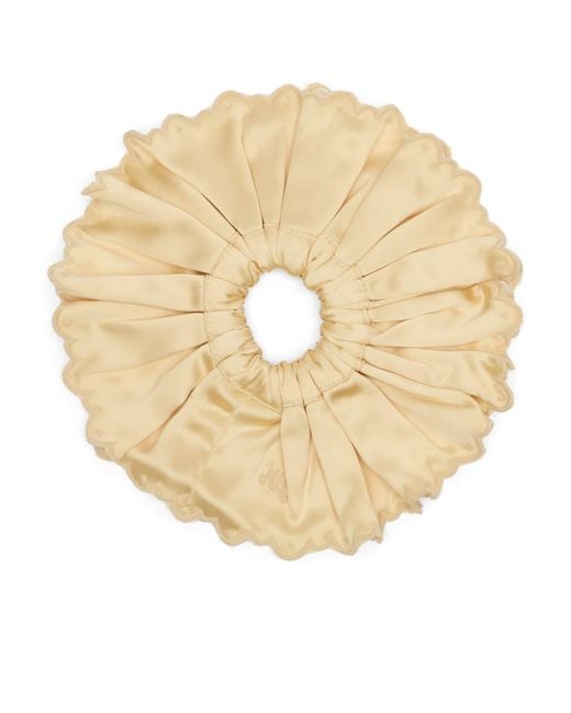 Damson Madder Metallic Button Detail Satin Scrunchie