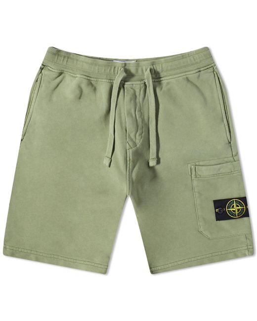 Stone Island Green Garment Dyed Sweat Short for men