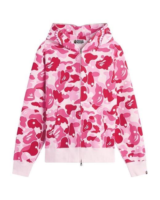 A Bathing Ape Pink Abc Dot Shark Zip Hoodie for men