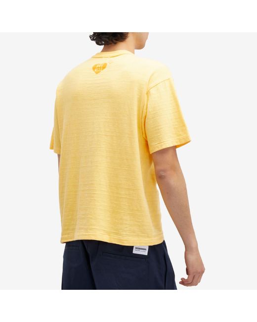Human Made Yellow Garment Dyed Big Heart T-Shirt for men