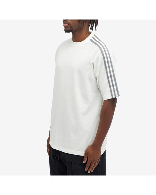 Y-3 White 3 Stripe Long Sleeve T-Shirt for men