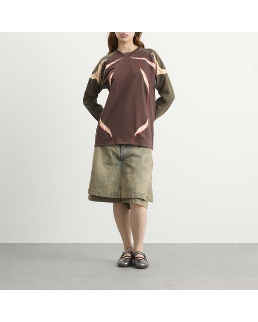 PAOLINA RUSSO Brown Sport Jersey Long Sleeve Top