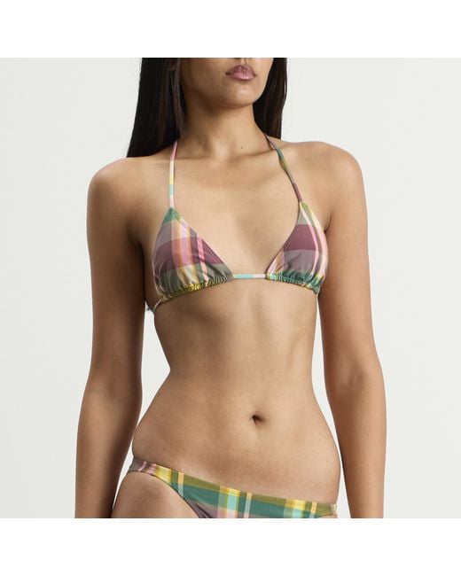 Fruity Booty Green Check Bikini Halter Top