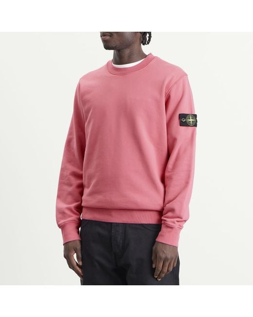 Stone Island Pink Organic Cotton Fleece Sweatshirt for men