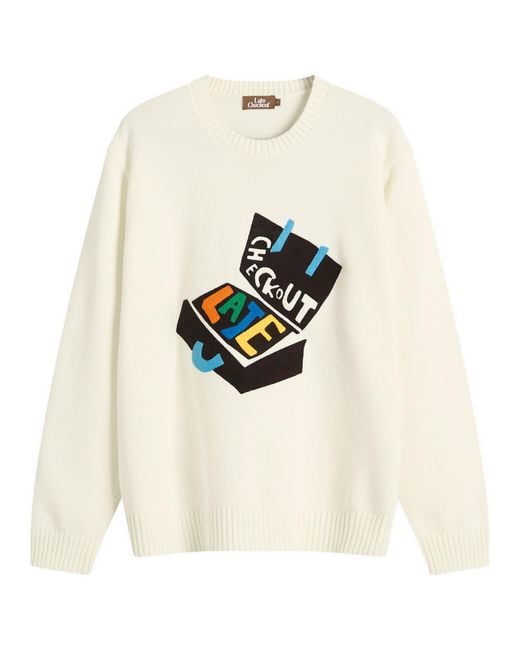 Late Checkout White Suitcase Jumper for men