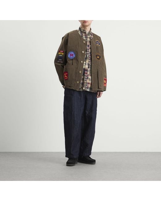 Needles Brown Waxed Cloth Shooting Jacket for men