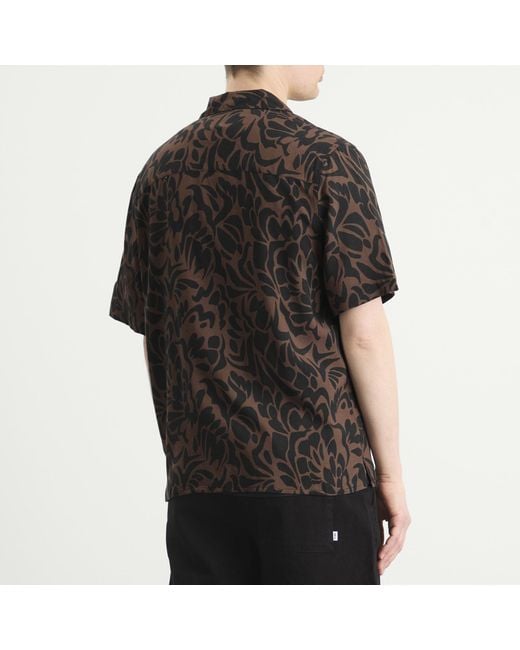 Wax London Black Didcot Two Tone Floral Vacation Shirt for men