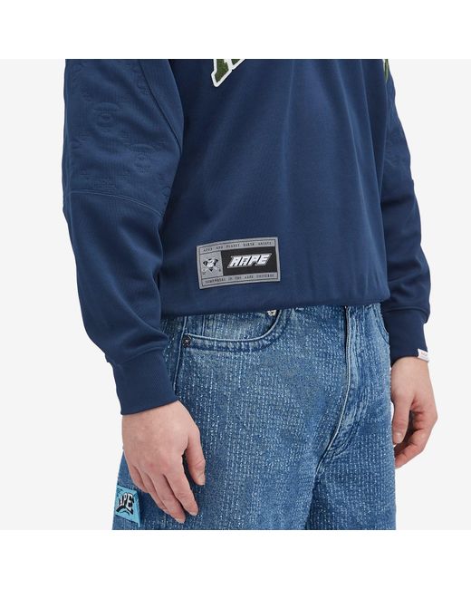 Aape By A Bathing Ape Blue Aape Ice Hockey Jersey Sweatshirt for men
