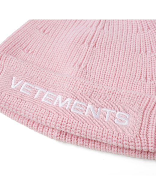Vetements Pink Logo Beanie Hat