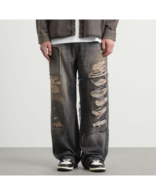 Amiri Gray Carpenter Repaired Baggy Jeans for men