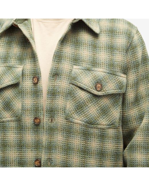 Portuguese Flannel Green Waffle Overshirt for men