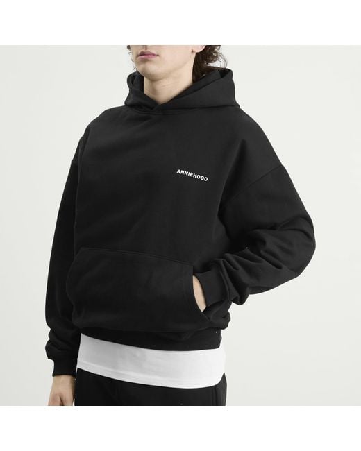 Annie Hood Black Mini Logo Hoodie for men