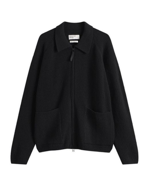 Universal Works Black Eco Wool Zip Cardigan for men
