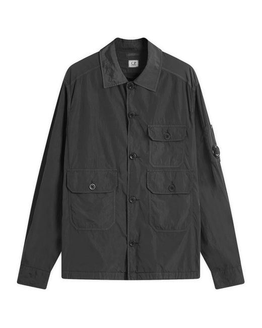 C P Company Black Chrome-R Full Button Overshirt for men