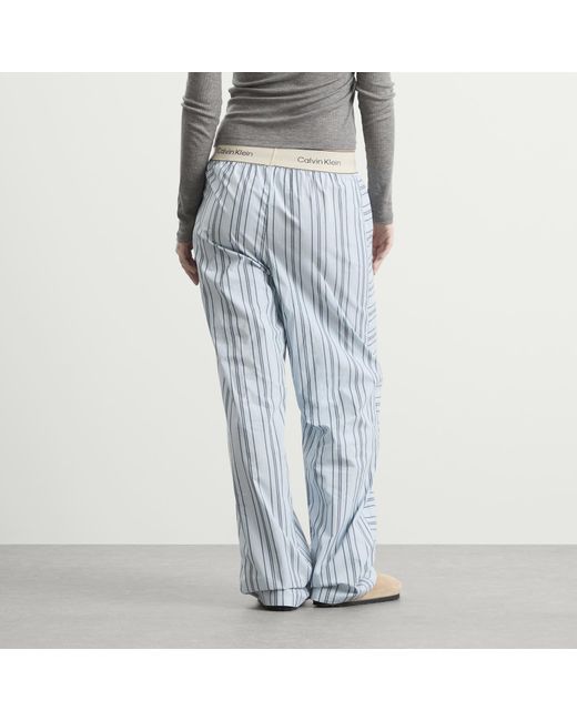 Calvin Klein Blue Cotton Poplin Sleep Pant