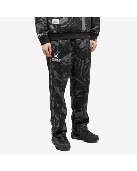 Aape By A Bathing Ape Gray Aape College Camo Track Pants for men