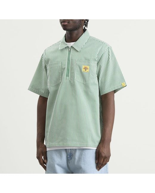 ICECREAM Green Ic Services Quarter Zip Work Shirt for men